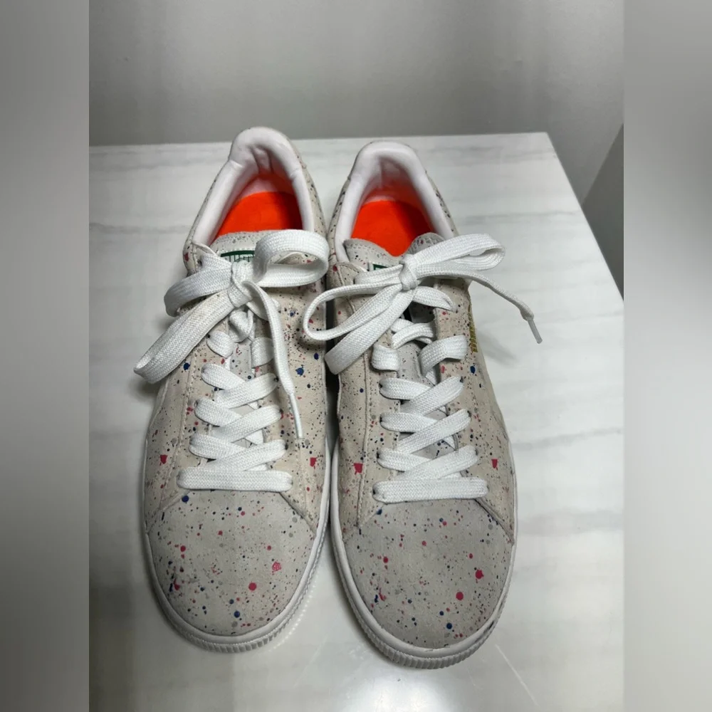 Puma Men's Natural Paint Splatter Sneakers‎ Suede Classic Allo Gray Size 8.5